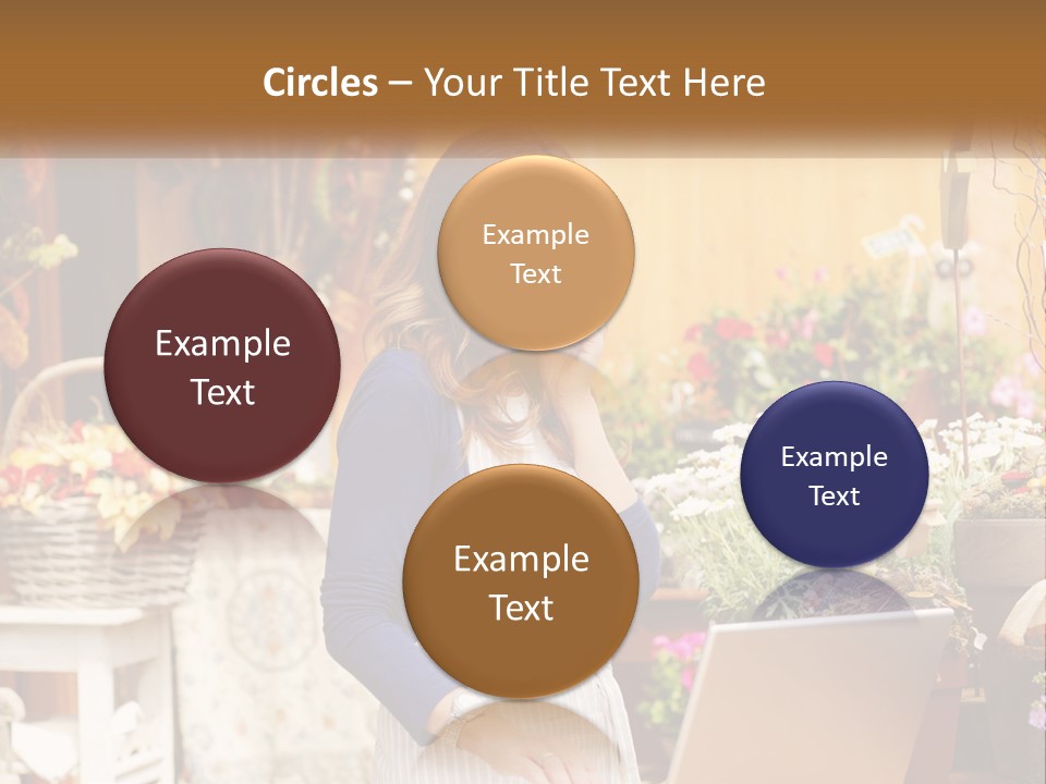 A Woman Talking On A Cell Phone In A Flower Shop PowerPoint Template