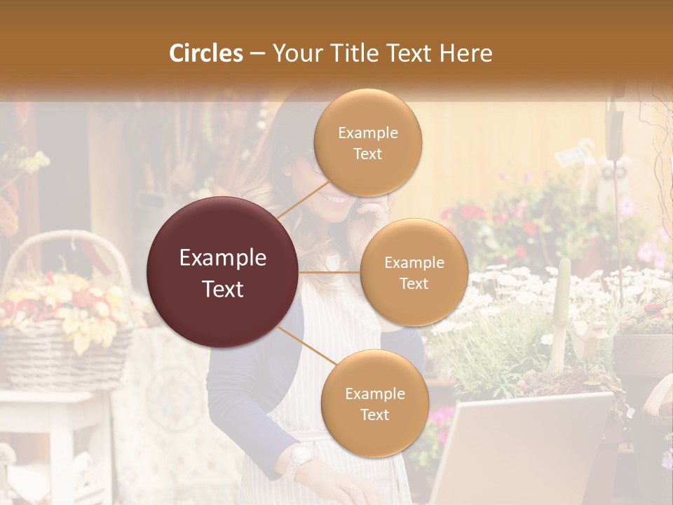 A Woman Talking On A Cell Phone In A Flower Shop PowerPoint Template