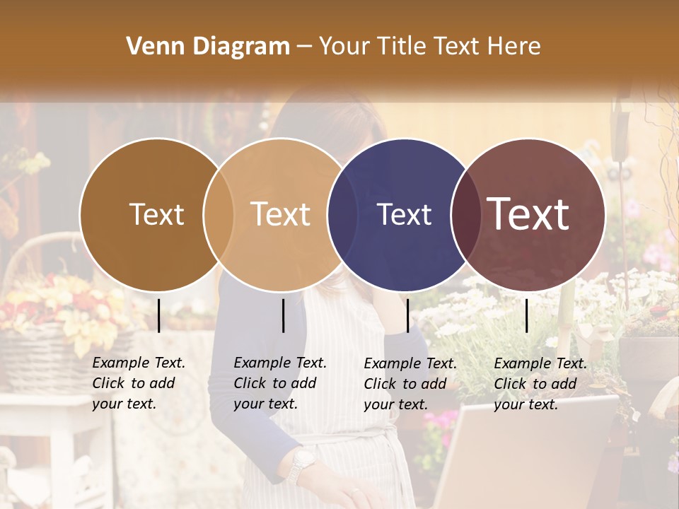 A Woman Talking On A Cell Phone In A Flower Shop PowerPoint Template