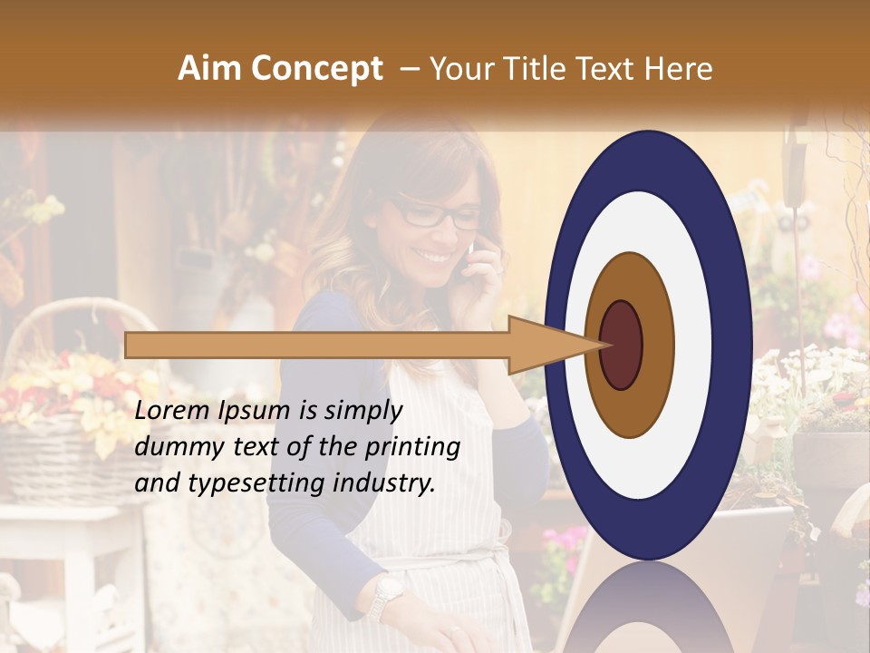 A Woman Talking On A Cell Phone In A Flower Shop PowerPoint Template