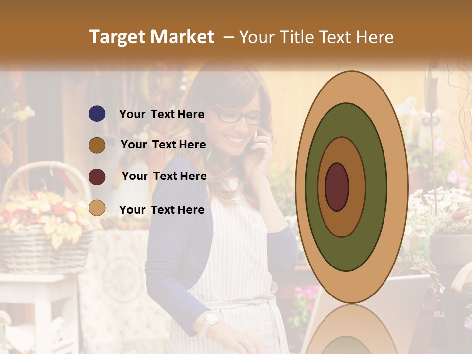 A Woman Talking On A Cell Phone In A Flower Shop PowerPoint Template