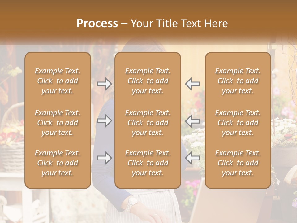 A Woman Talking On A Cell Phone In A Flower Shop PowerPoint Template