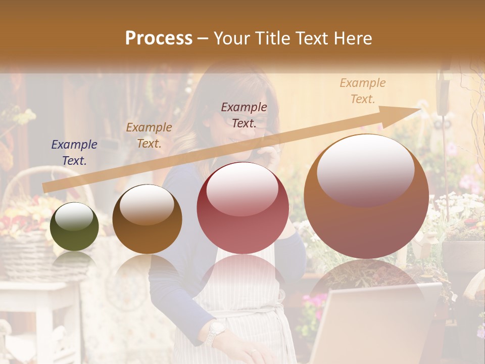 A Woman Talking On A Cell Phone In A Flower Shop PowerPoint Template