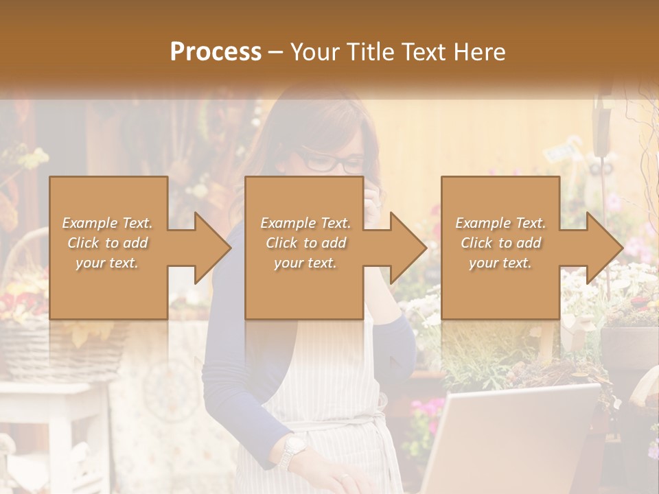 A Woman Talking On A Cell Phone In A Flower Shop PowerPoint Template