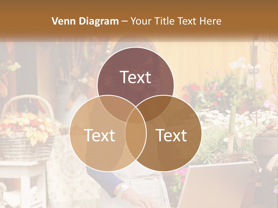 A Woman Talking On A Cell Phone In A Flower Shop PowerPoint Template
