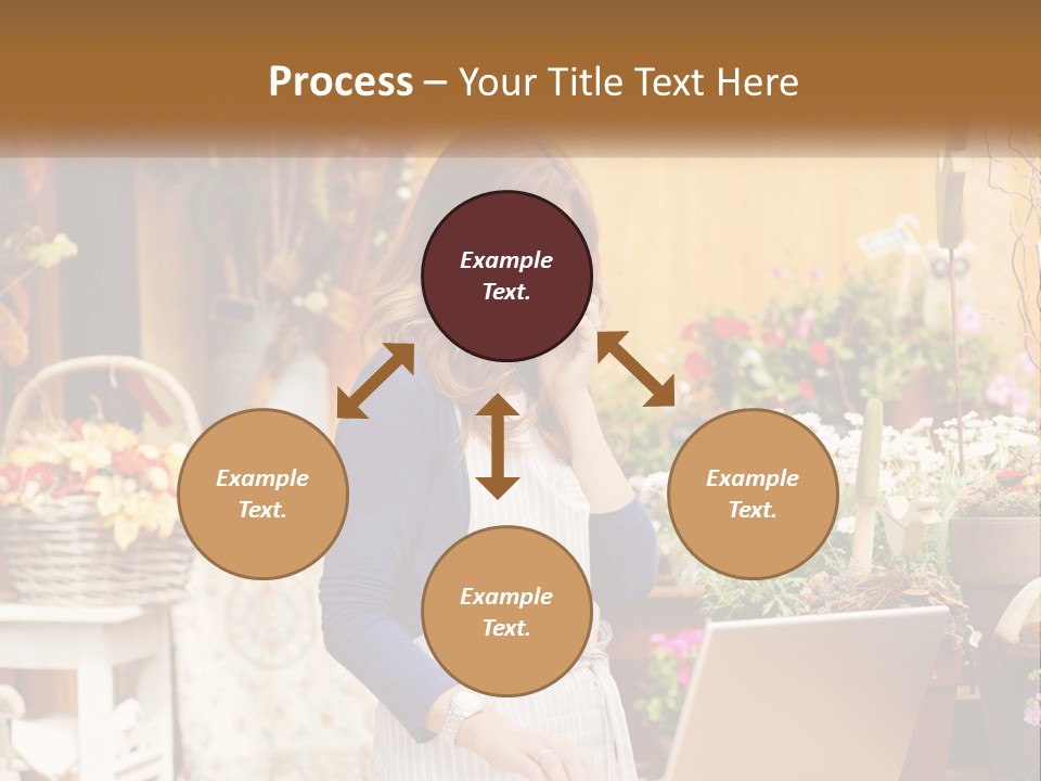 A Woman Talking On A Cell Phone In A Flower Shop PowerPoint Template