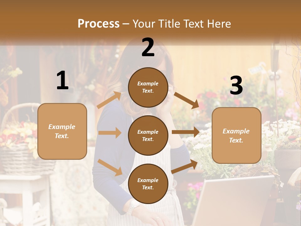 A Woman Talking On A Cell Phone In A Flower Shop PowerPoint Template