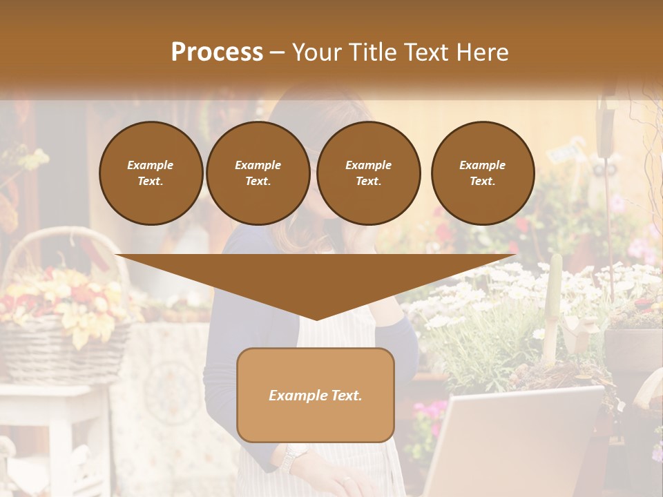 A Woman Talking On A Cell Phone In A Flower Shop PowerPoint Template