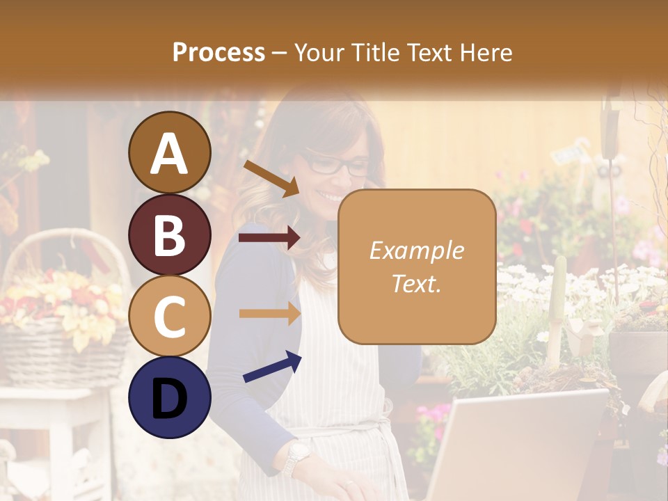 A Woman Talking On A Cell Phone In A Flower Shop PowerPoint Template