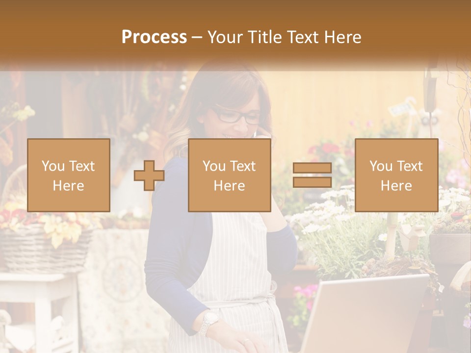 A Woman Talking On A Cell Phone In A Flower Shop PowerPoint Template