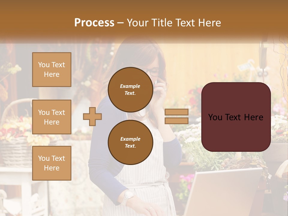 A Woman Talking On A Cell Phone In A Flower Shop PowerPoint Template