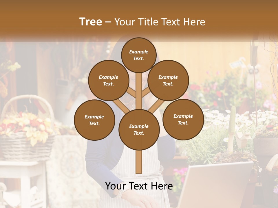 A Woman Talking On A Cell Phone In A Flower Shop PowerPoint Template