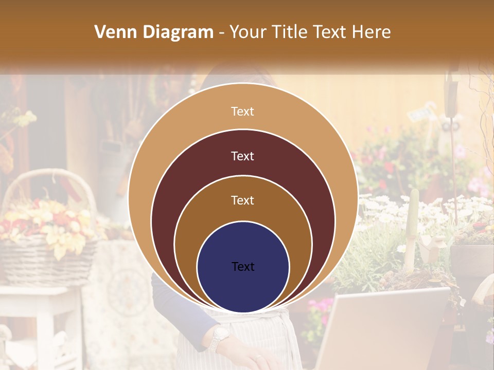 A Woman Talking On A Cell Phone In A Flower Shop PowerPoint Template