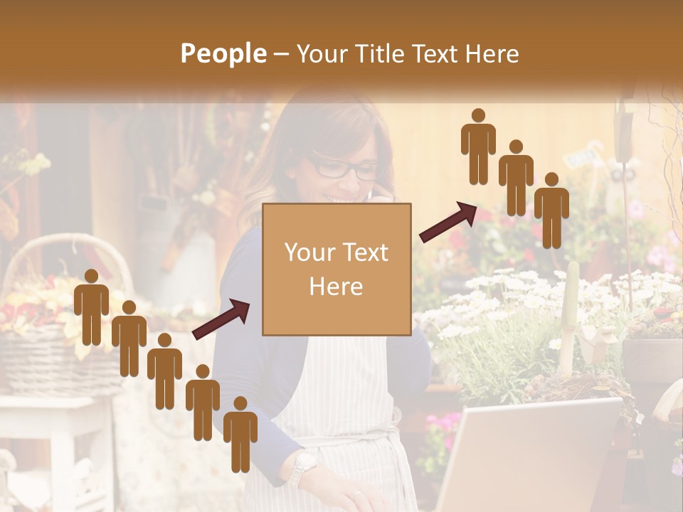 A Woman Talking On A Cell Phone In A Flower Shop PowerPoint Template