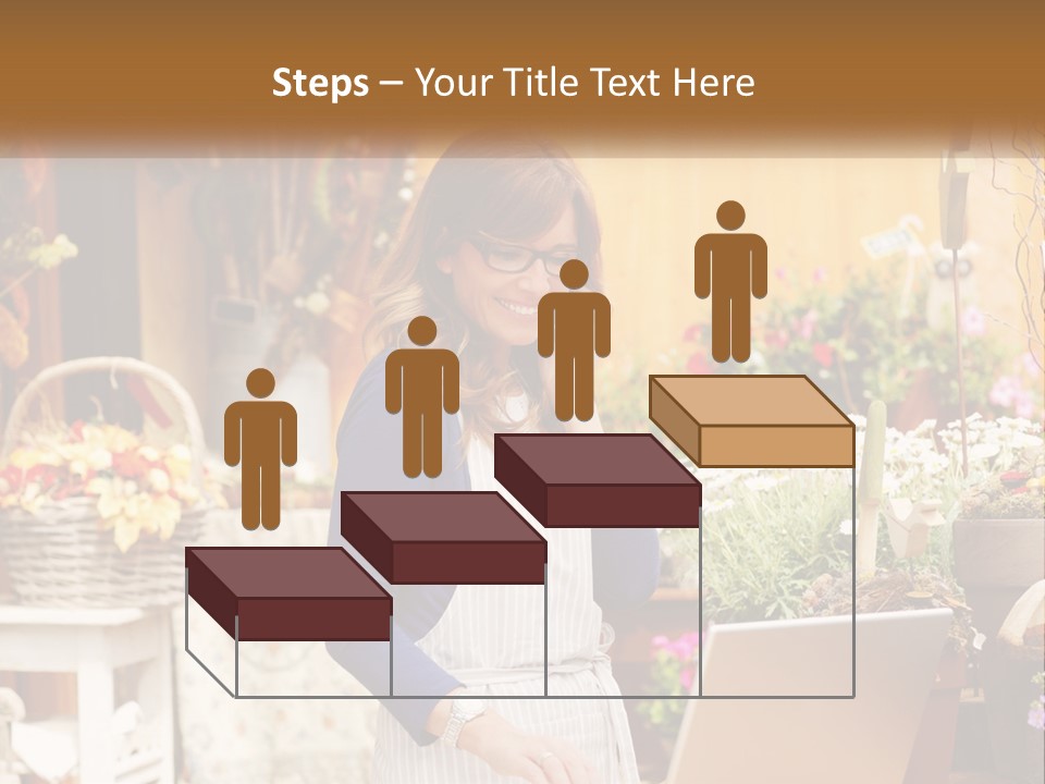A Woman Talking On A Cell Phone In A Flower Shop PowerPoint Template