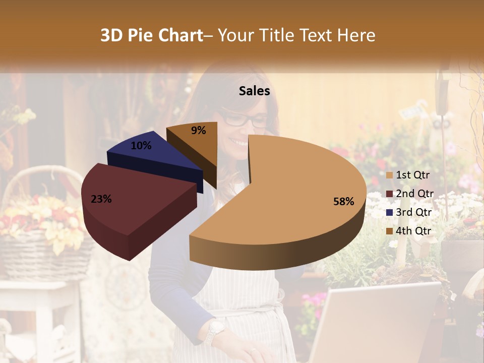 A Woman Talking On A Cell Phone In A Flower Shop PowerPoint Template