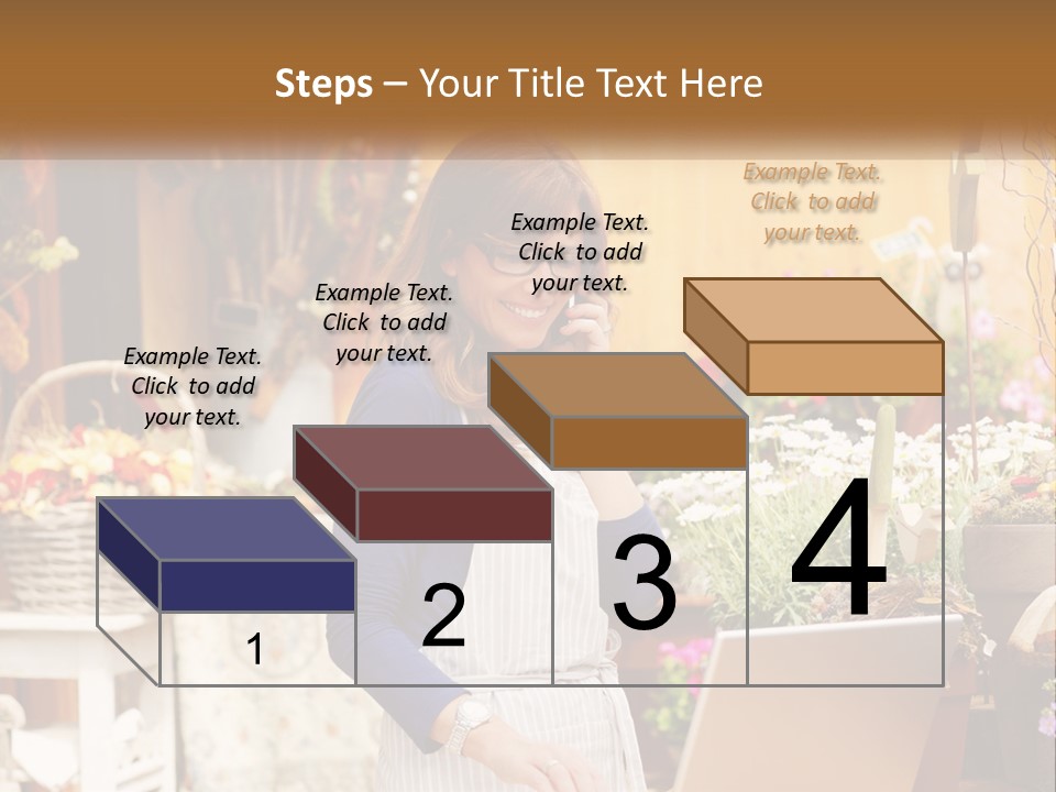 A Woman Talking On A Cell Phone In A Flower Shop PowerPoint Template