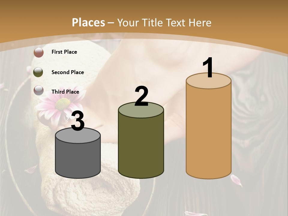 A Woman's Foot On Top Of A Towel On A Wooden Table PowerPoint Template