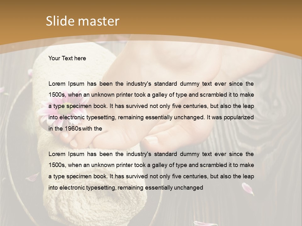 A Woman's Foot On Top Of A Towel On A Wooden Table PowerPoint Template