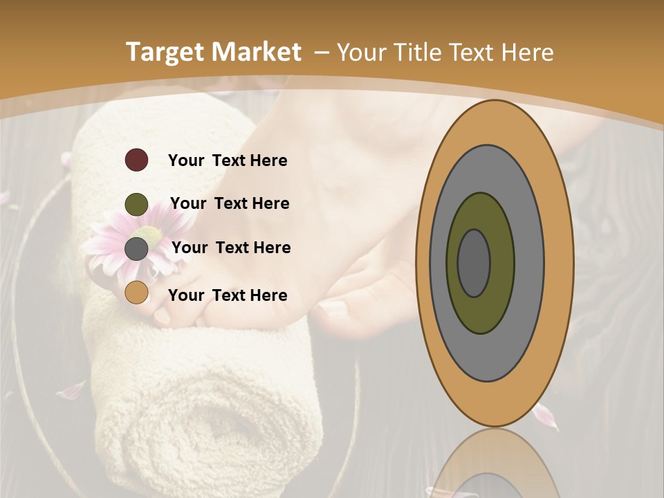 A Woman's Foot On Top Of A Towel On A Wooden Table PowerPoint Template