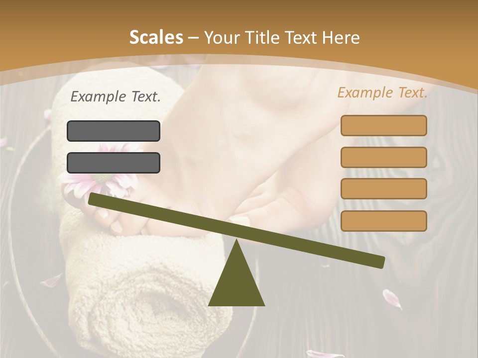 A Woman's Foot On Top Of A Towel On A Wooden Table PowerPoint Template