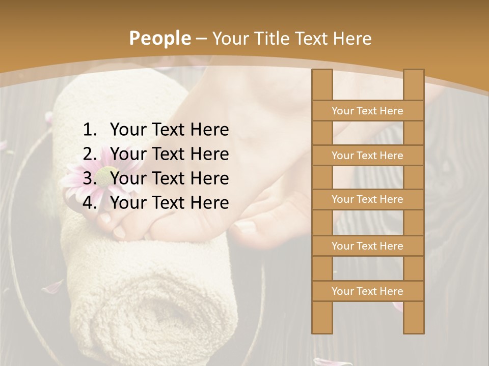 A Woman's Foot On Top Of A Towel On A Wooden Table PowerPoint Template