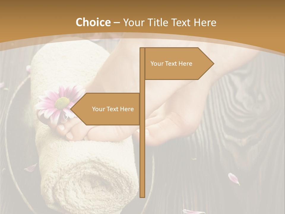 A Woman's Foot On Top Of A Towel On A Wooden Table PowerPoint Template