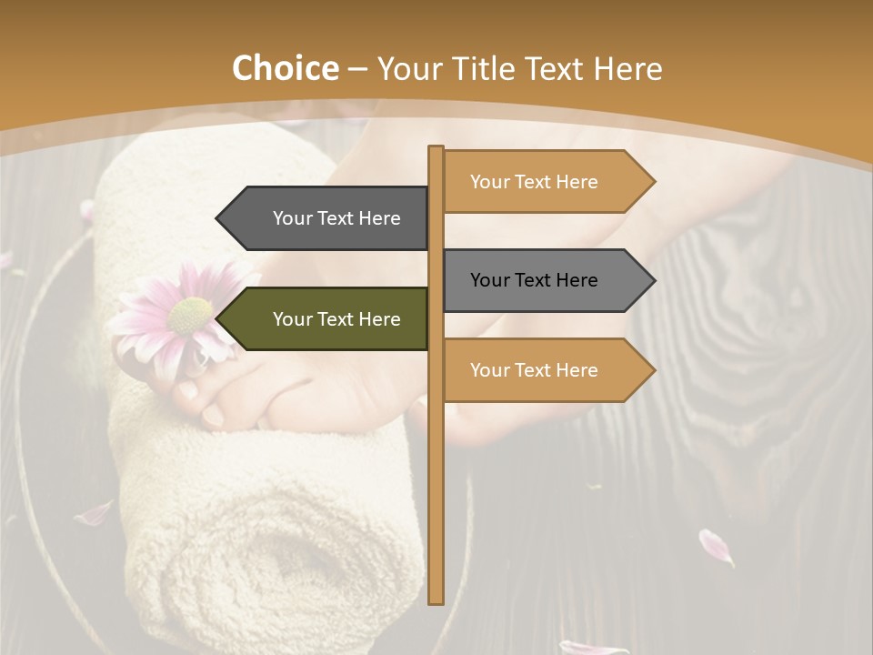 A Woman's Foot On Top Of A Towel On A Wooden Table PowerPoint Template