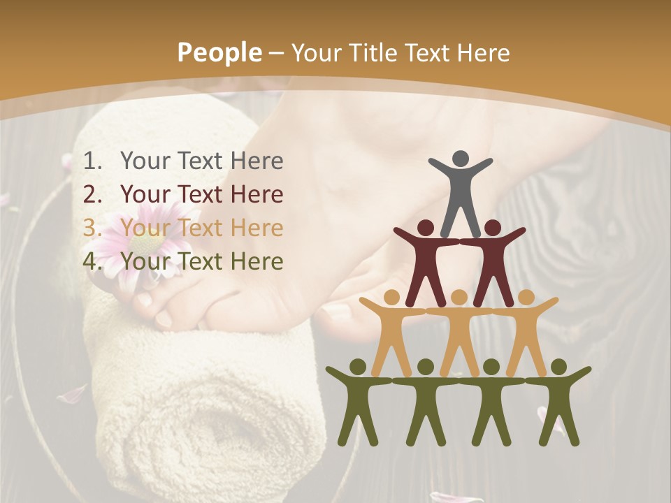 A Woman's Foot On Top Of A Towel On A Wooden Table PowerPoint Template