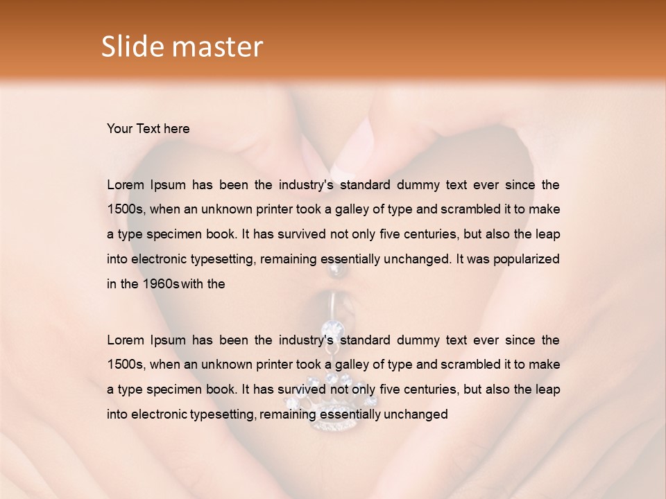 A Woman's Stomach With A Ring In The Shape Of A Heart PowerPoint Template