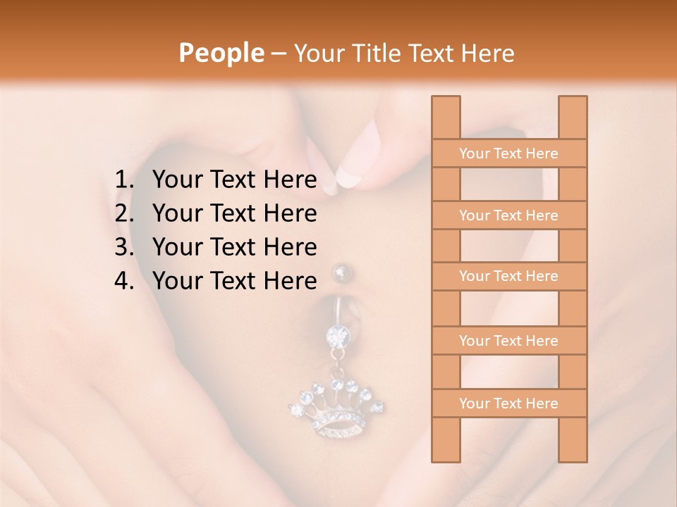 A Woman's Stomach With A Ring In The Shape Of A Heart PowerPoint Template