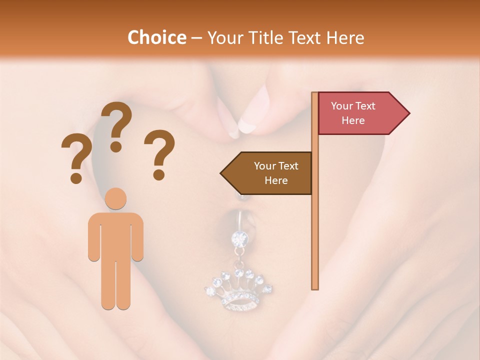 A Woman's Stomach With A Ring In The Shape Of A Heart PowerPoint Template