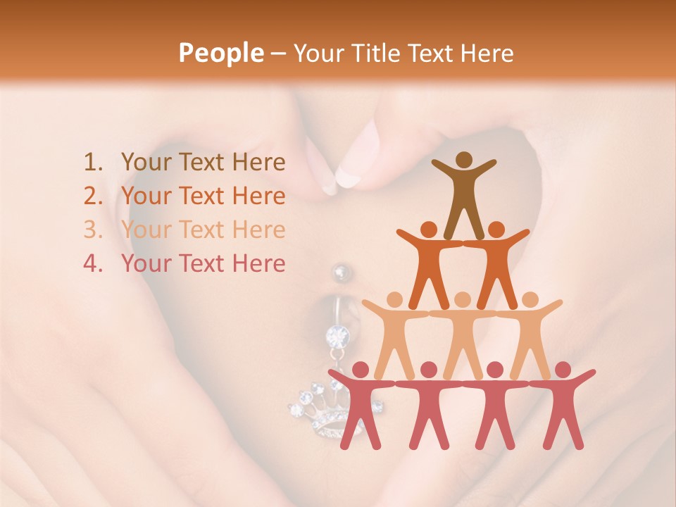 A Woman's Stomach With A Ring In The Shape Of A Heart PowerPoint Template