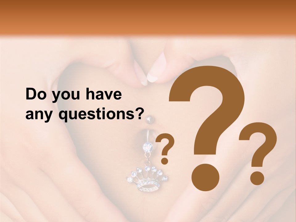 A Woman's Stomach With A Ring In The Shape Of A Heart PowerPoint Template