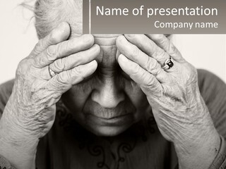 An Elderly Woman Covering Her Eyes With Her Hands PowerPoint Template