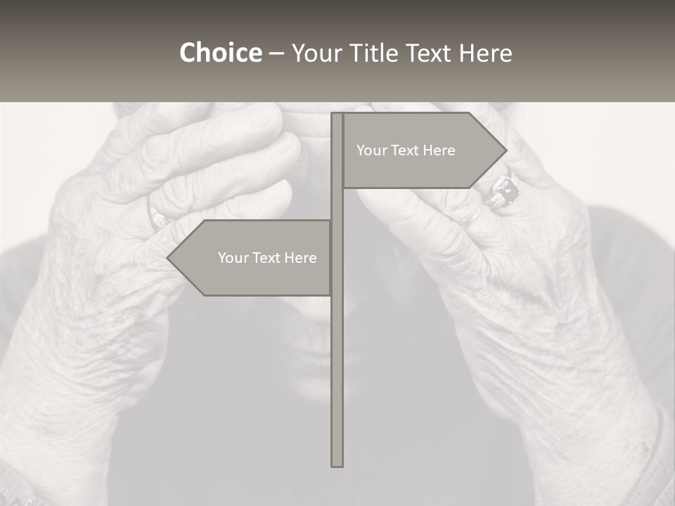 An Elderly Woman Covering Her Eyes With Her Hands PowerPoint Template