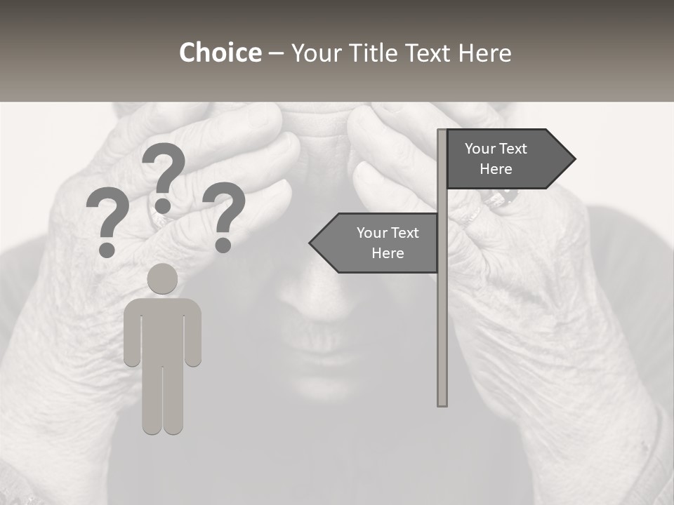 An Elderly Woman Covering Her Eyes With Her Hands PowerPoint Template