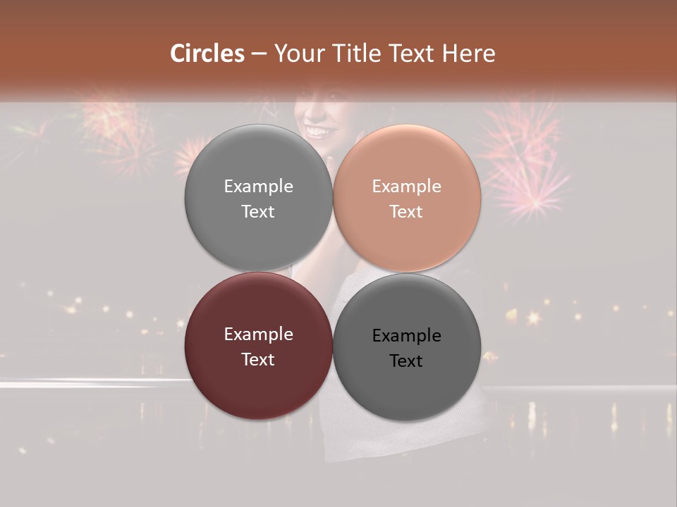 A Woman Holding A Glass Of Wine In Front Of Fireworks PowerPoint Template