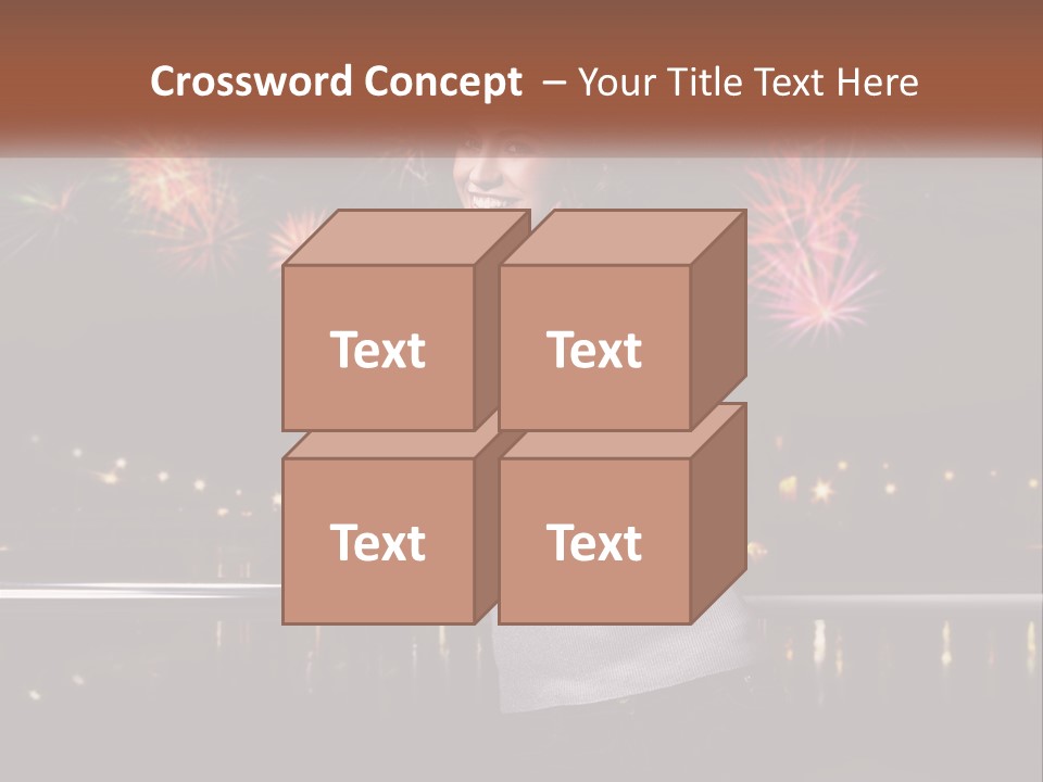 A Woman Holding A Glass Of Wine In Front Of Fireworks PowerPoint Template