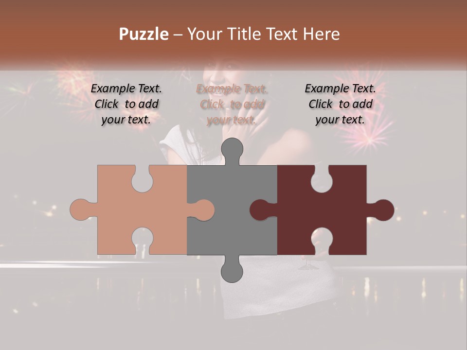 A Woman Holding A Glass Of Wine In Front Of Fireworks PowerPoint Template