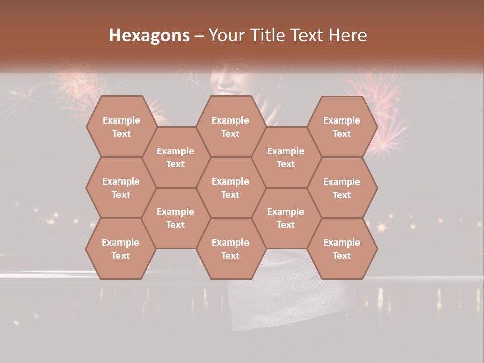 A Woman Holding A Glass Of Wine In Front Of Fireworks PowerPoint Template