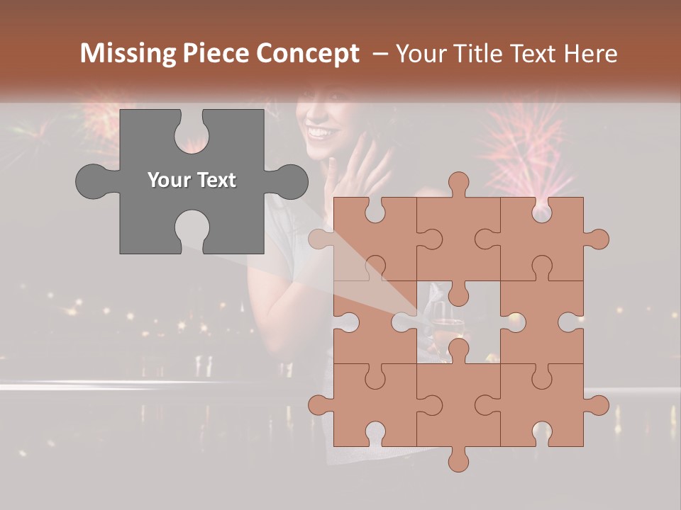 A Woman Holding A Glass Of Wine In Front Of Fireworks PowerPoint Template