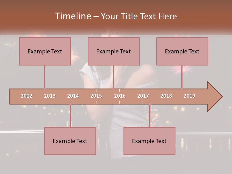 A Woman Holding A Glass Of Wine In Front Of Fireworks PowerPoint Template