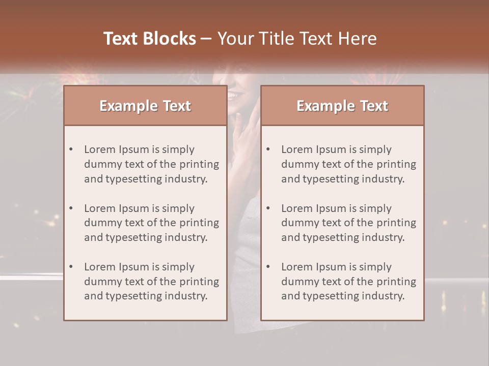 A Woman Holding A Glass Of Wine In Front Of Fireworks PowerPoint Template