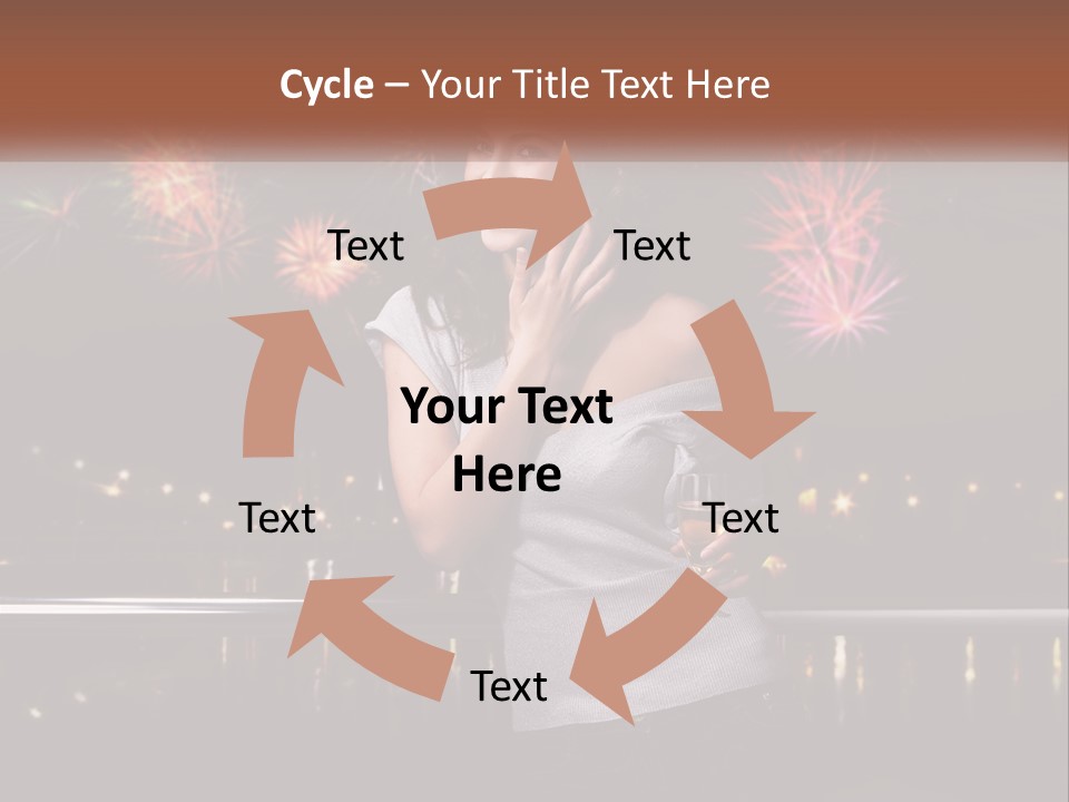 A Woman Holding A Glass Of Wine In Front Of Fireworks PowerPoint Template