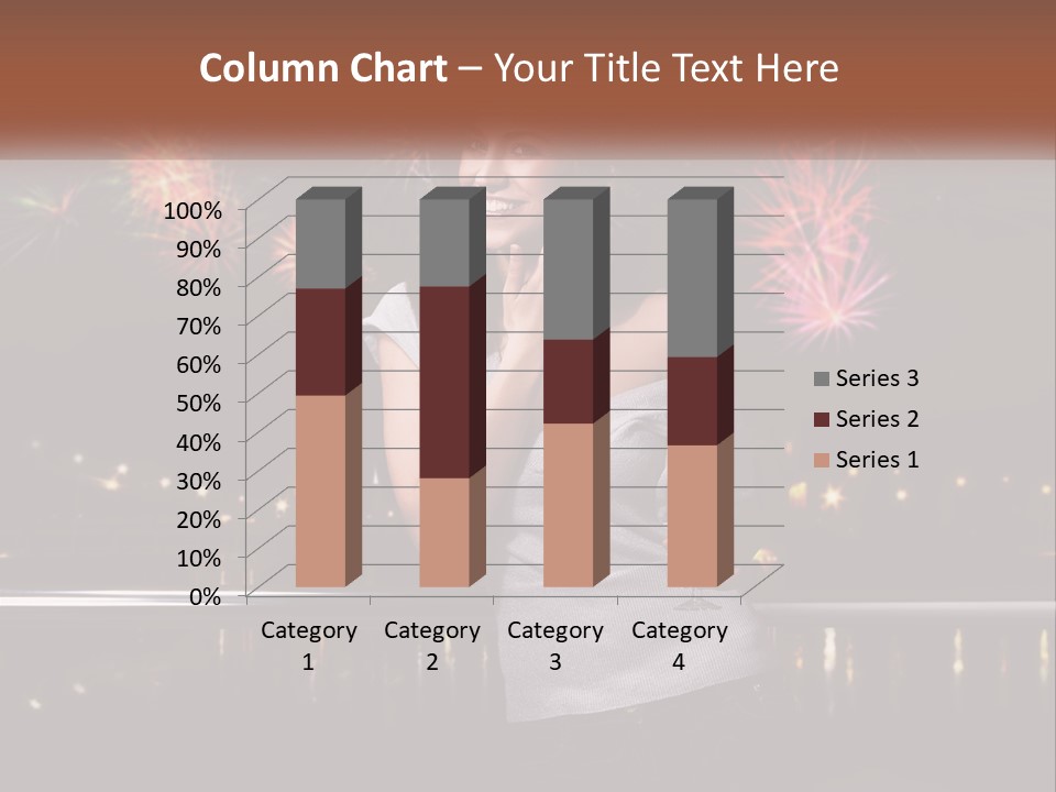 A Woman Holding A Glass Of Wine In Front Of Fireworks PowerPoint Template