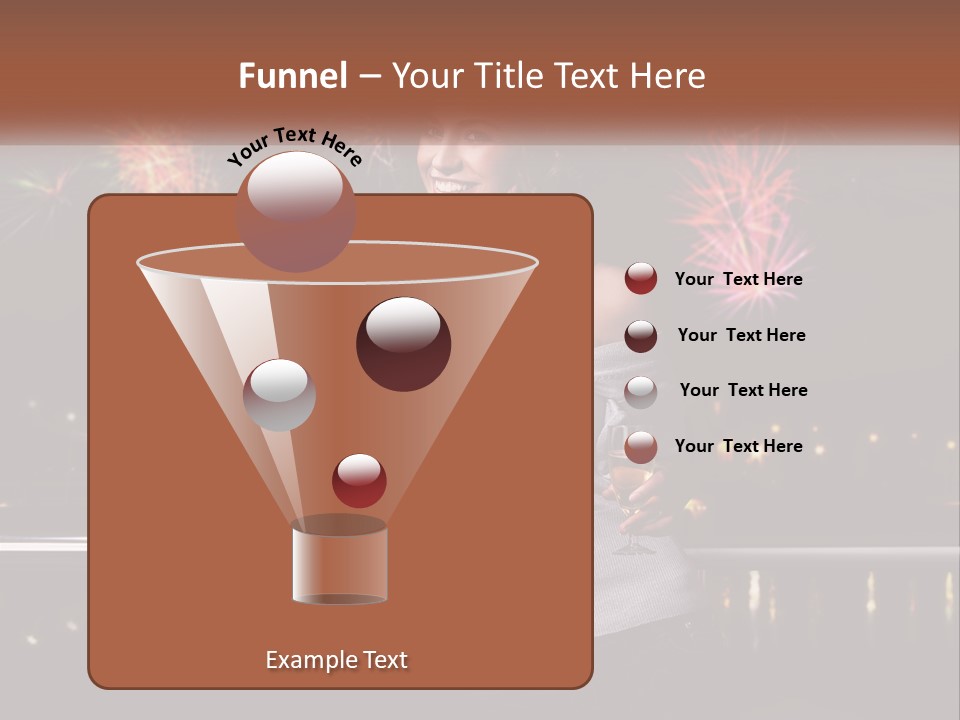 A Woman Holding A Glass Of Wine In Front Of Fireworks PowerPoint Template