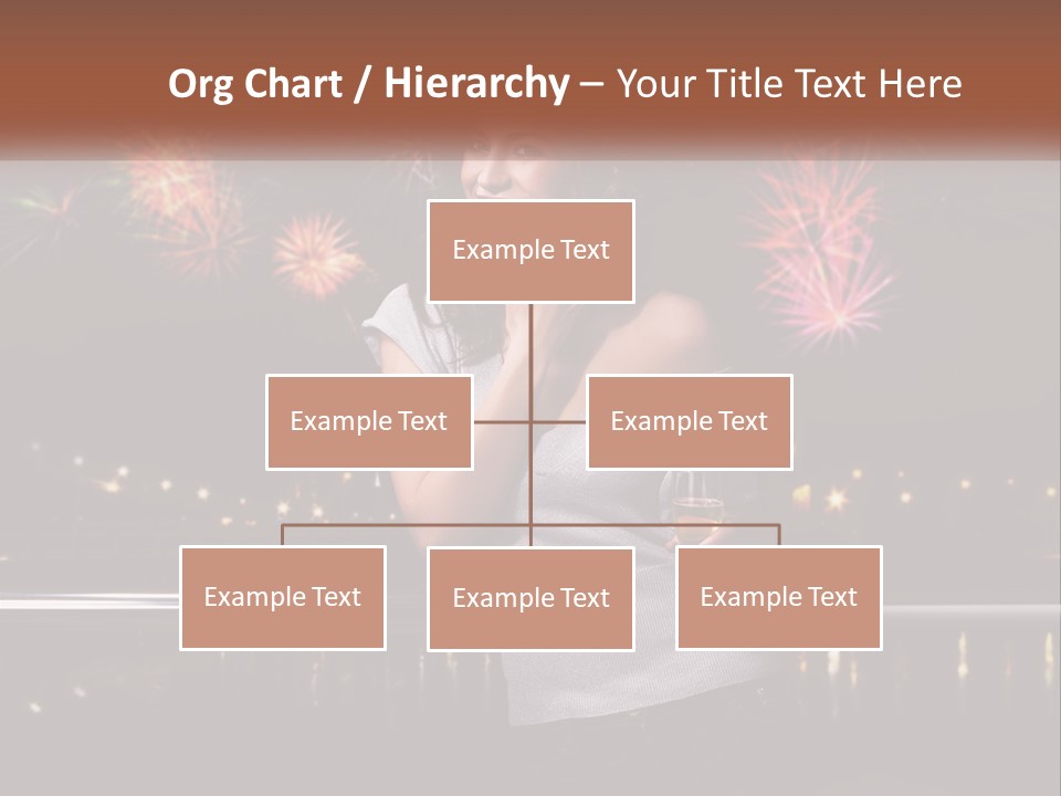 A Woman Holding A Glass Of Wine In Front Of Fireworks PowerPoint Template