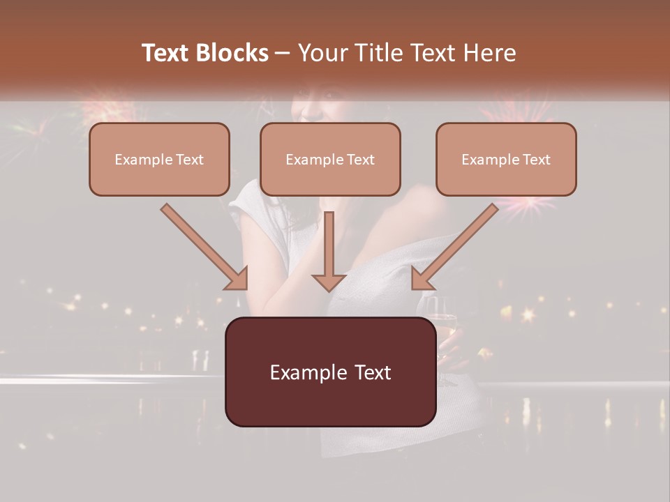 A Woman Holding A Glass Of Wine In Front Of Fireworks PowerPoint Template