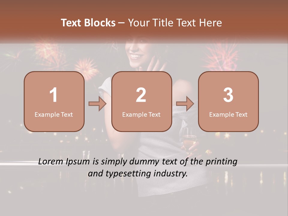 A Woman Holding A Glass Of Wine In Front Of Fireworks PowerPoint Template